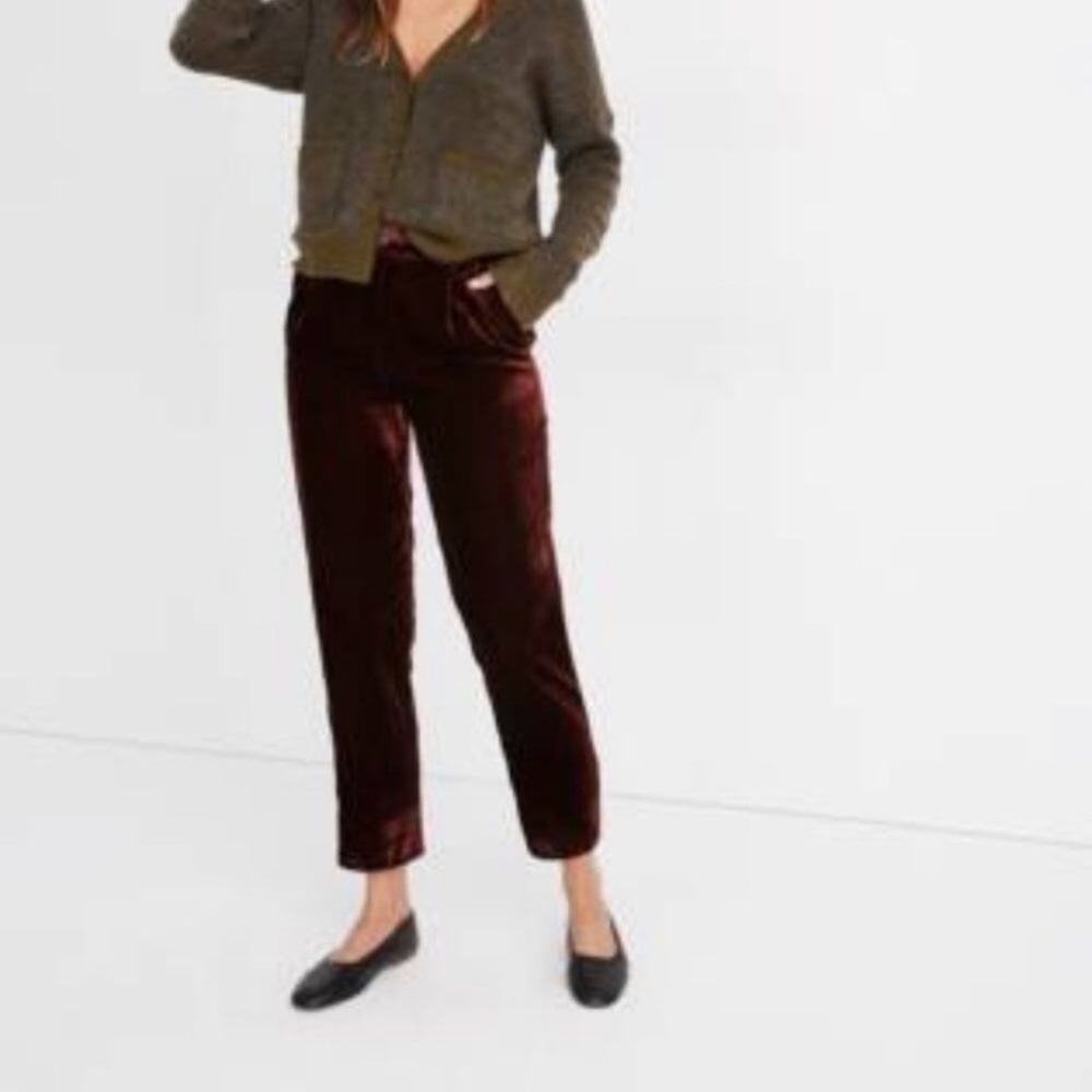 NWT MADEWELL Grey Velvet Tapered Pleat Pant